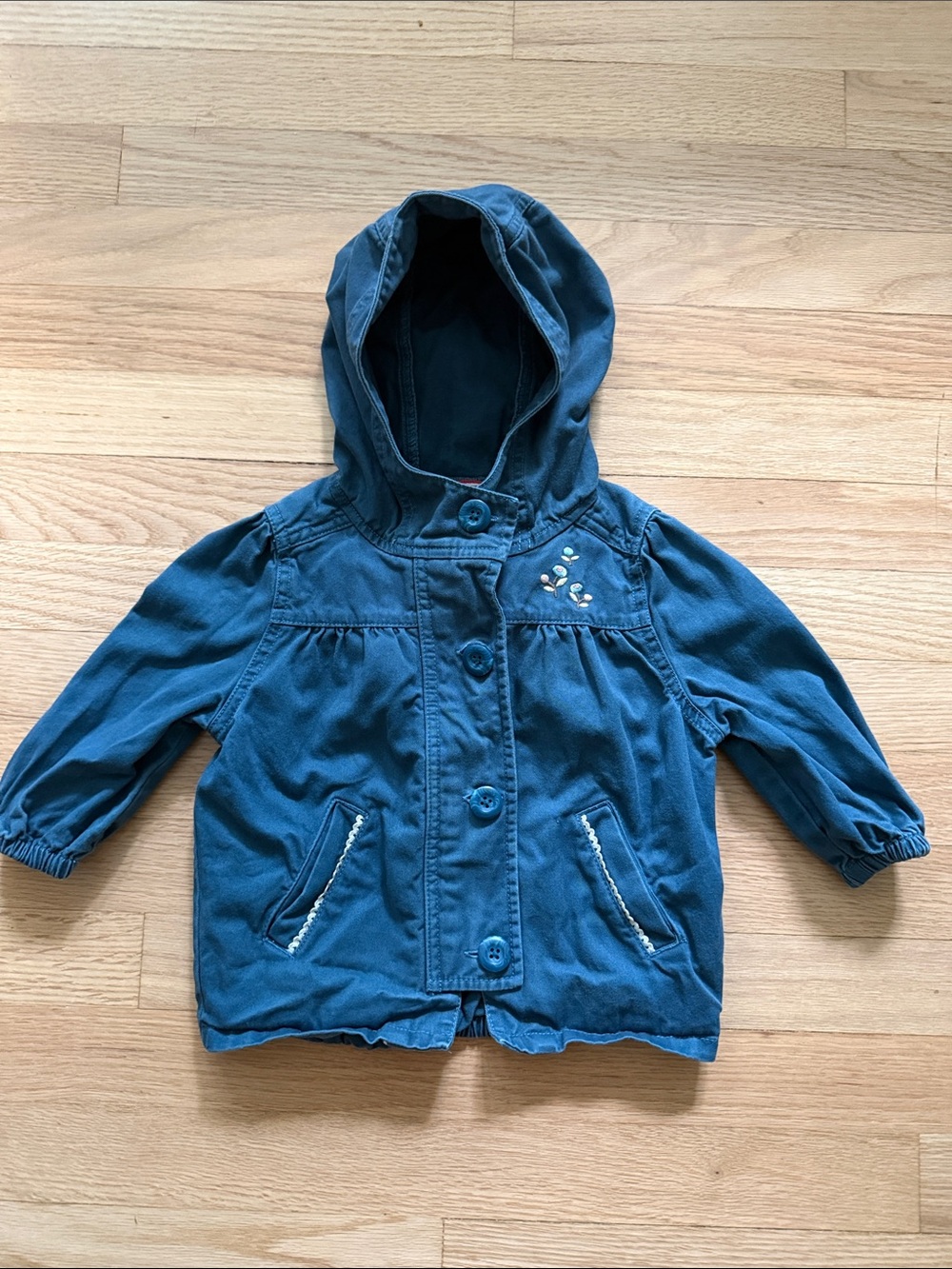 Hanna Andersson Dark Blue Hooded Zipper with buttons Jacket
